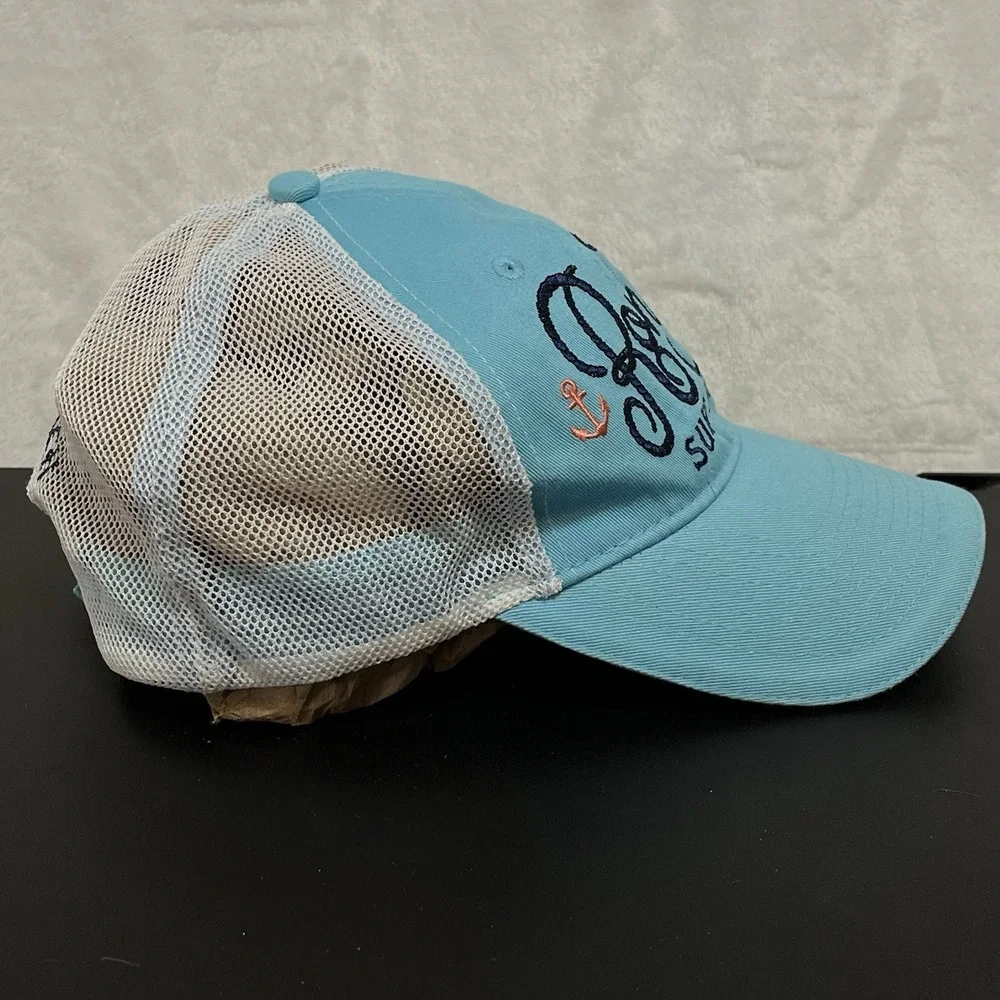 RON JON Surf Shop Women's Strapback Trucker Hat Cap ORANGE BEACH Teal Blue